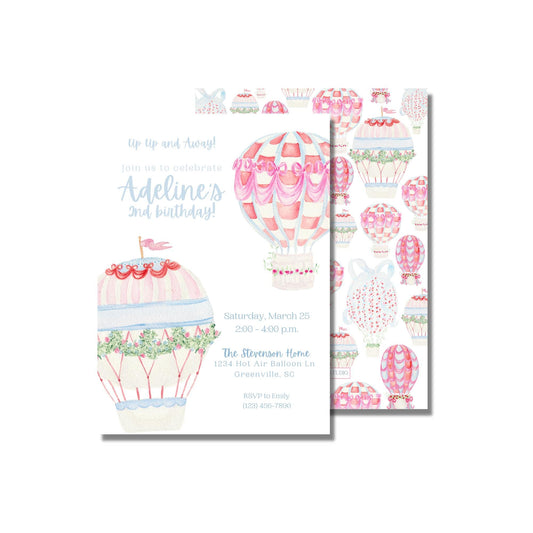 Up Up and Away Invitation - Pink