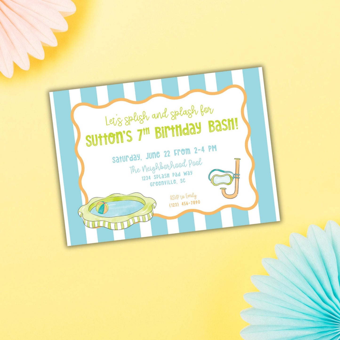 Pool Party Invitation - Orange