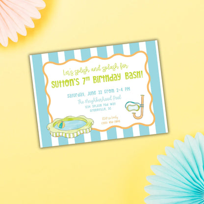 Pool Party Invitation - Orange