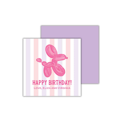 Balloon Animal Enclosure Card - Pink/Purple