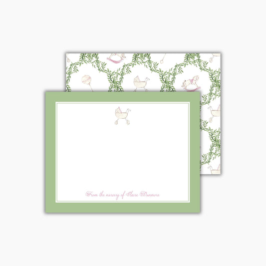 Grandmillennial Baby Notecards - Pink