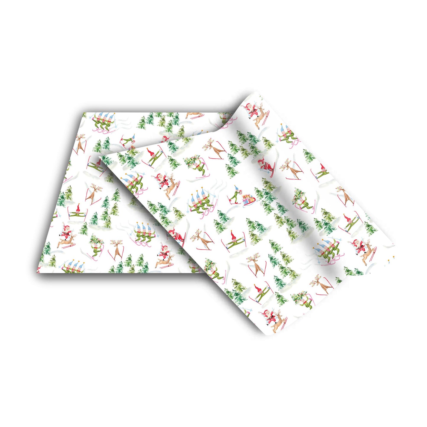 a pair of white wrapping paper with christmas trees on them