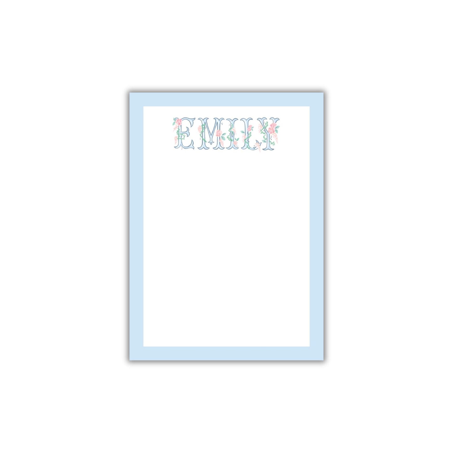 Floral Name Notepad - Blue