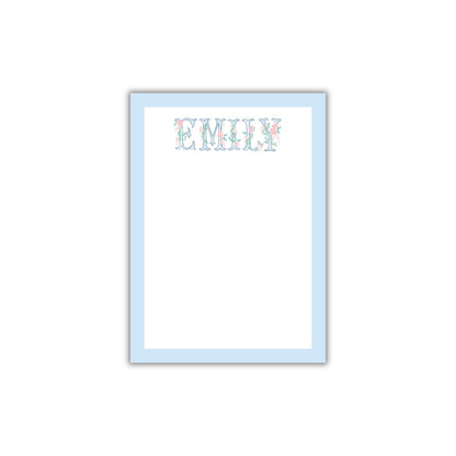 Floral Name Notepad - Blue