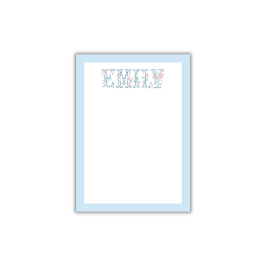 Floral Name Notepad - Blue