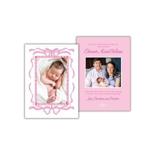 Bamboo Frame Birth Announcement - Pink