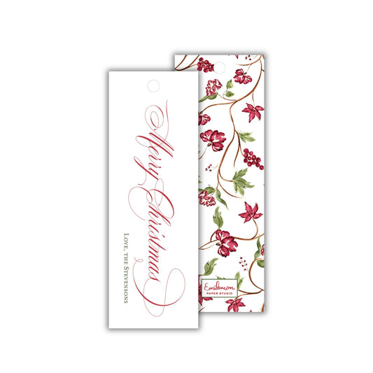 Burgundy Floral Christmas Tags