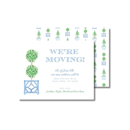 a card with a tree and a bench on it