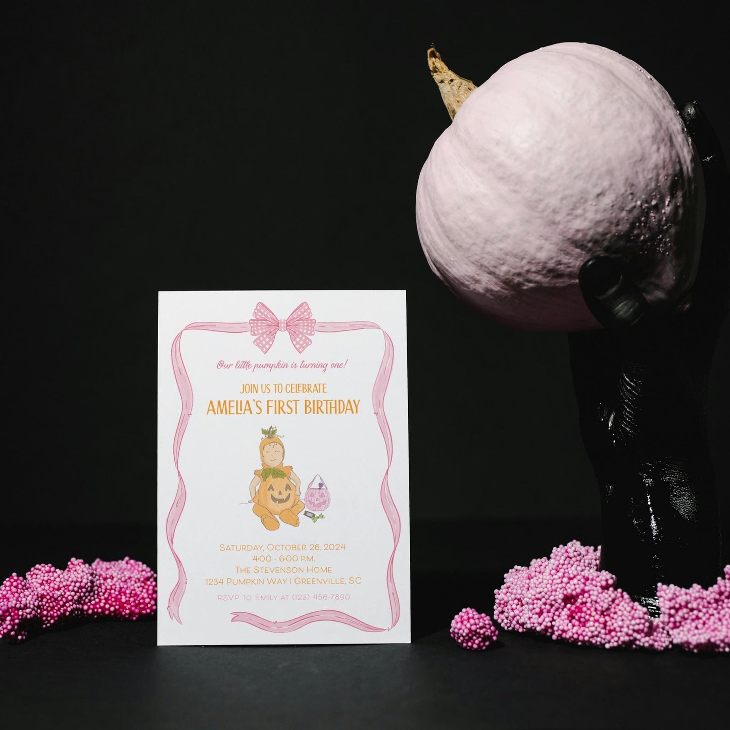 Pumpkin Invitation - Pink