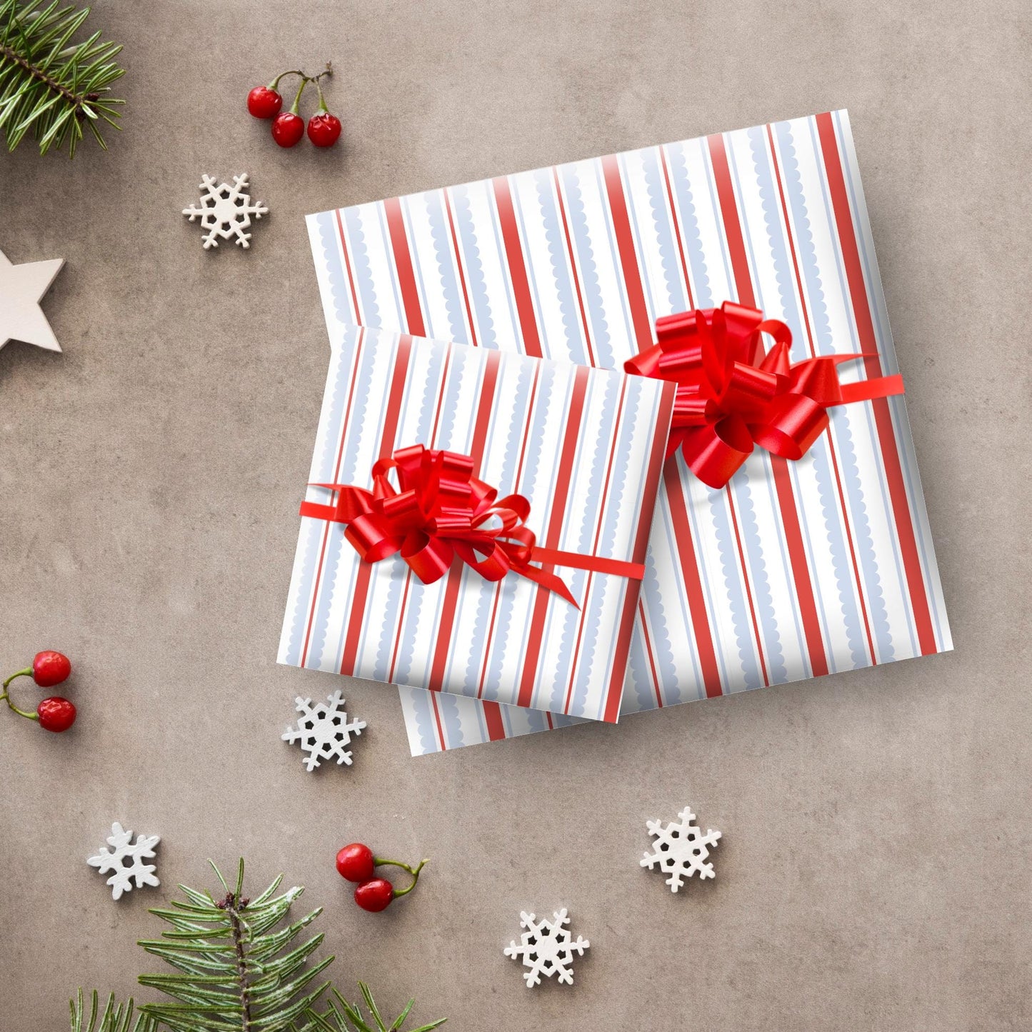 Scallop Stripes Gift Wrap Sheets - Single Sided