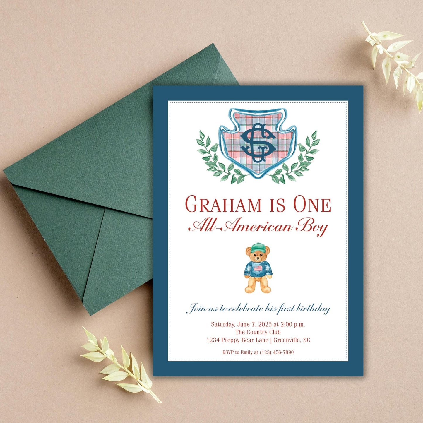 All-American Boy Invitation
