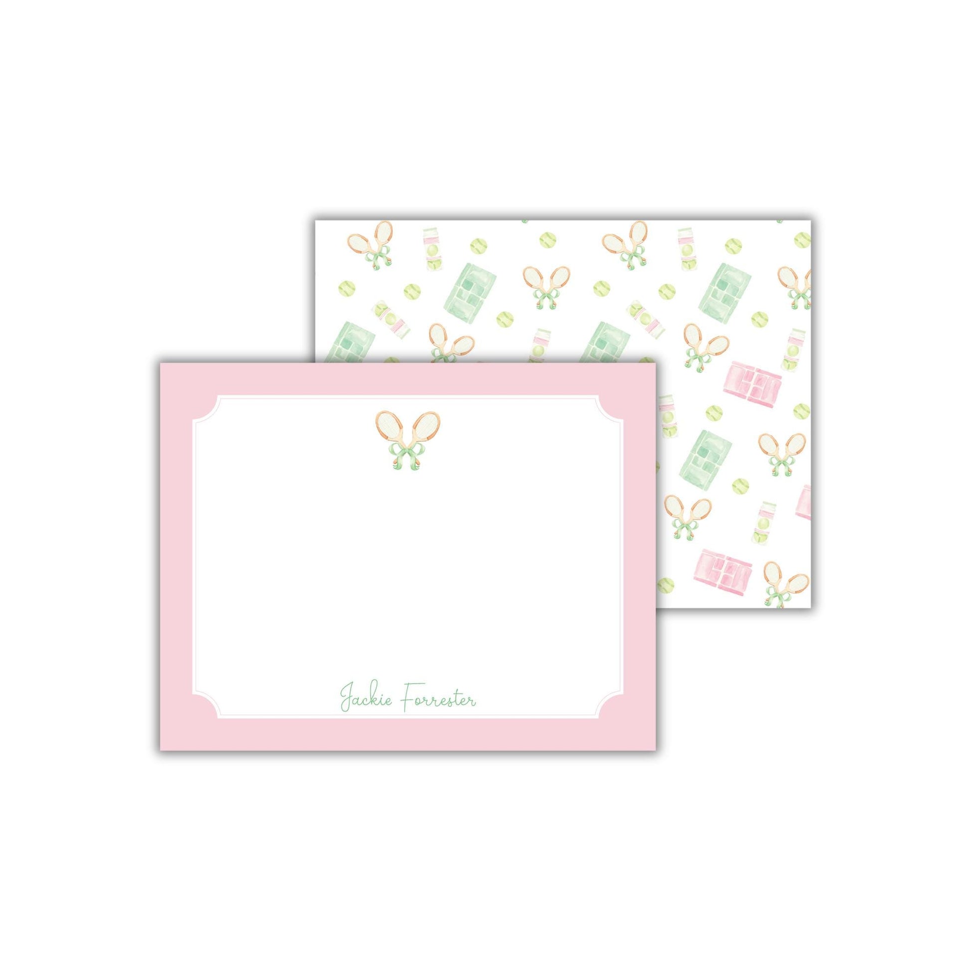 two pink and green cards with bunny ears on them