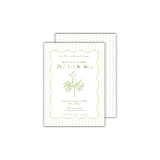 One Little Candle Invitation - Green