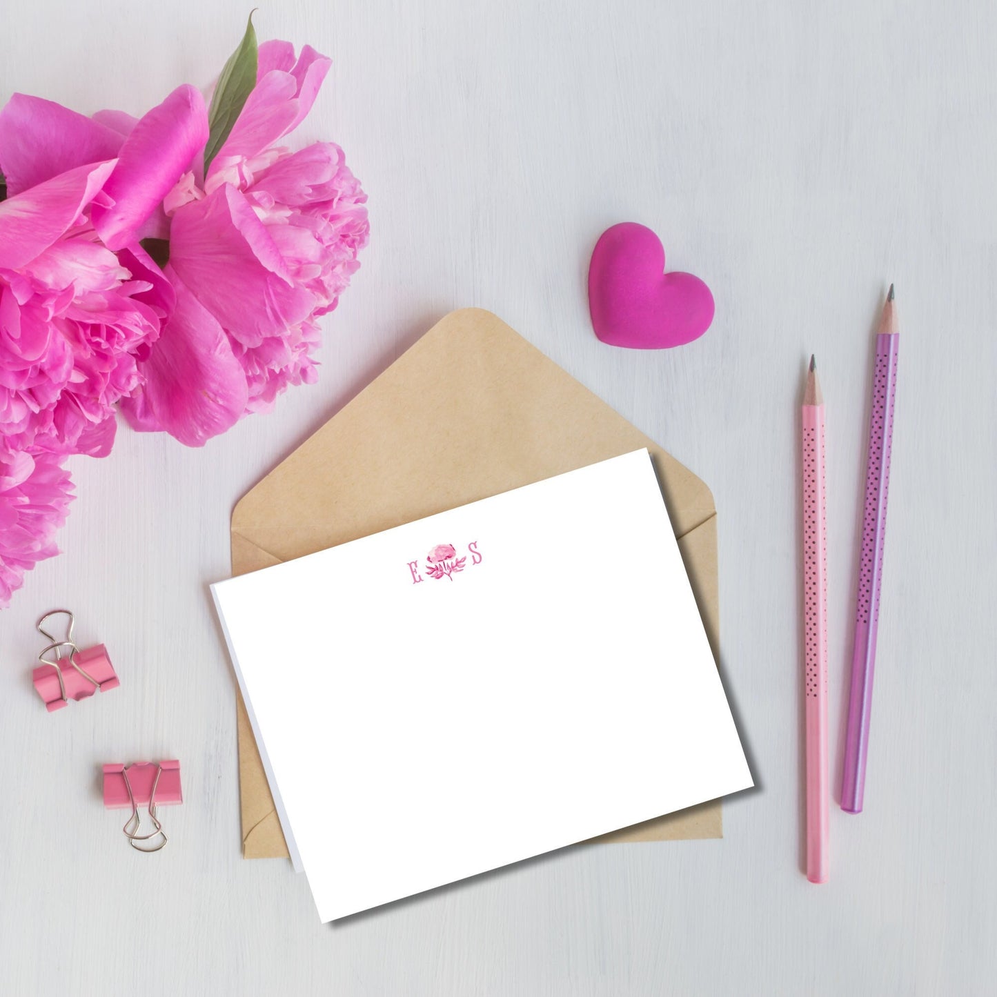 Pink Block Print Notecards