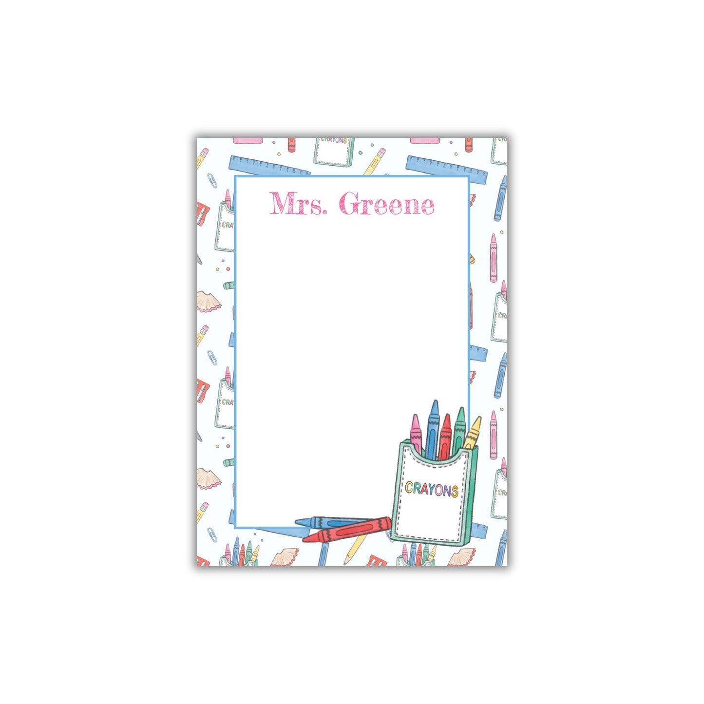 Colorful Crayons Teacher Notepad