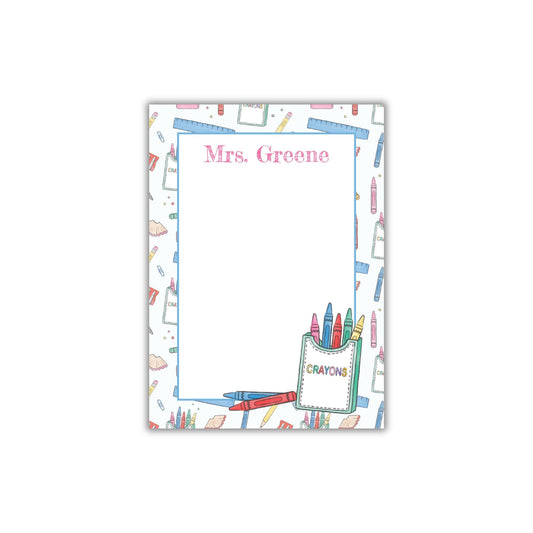 Colorful Crayons Teacher Notepad