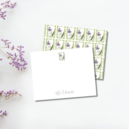 Purple Floral Block Print Notecards