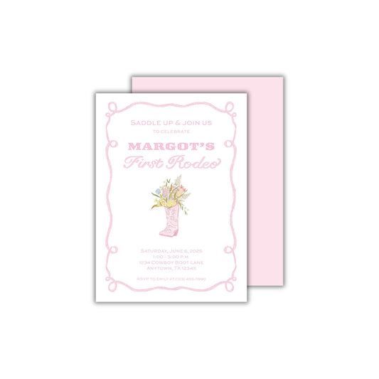 Cowboy Boots Invitation - Pink
