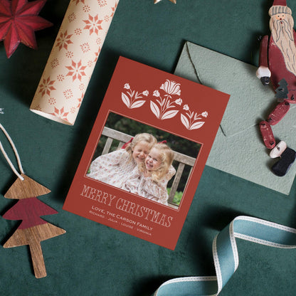 Block Print Christmas Card - Red