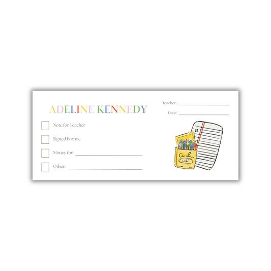 School Supplies Money Envelopes