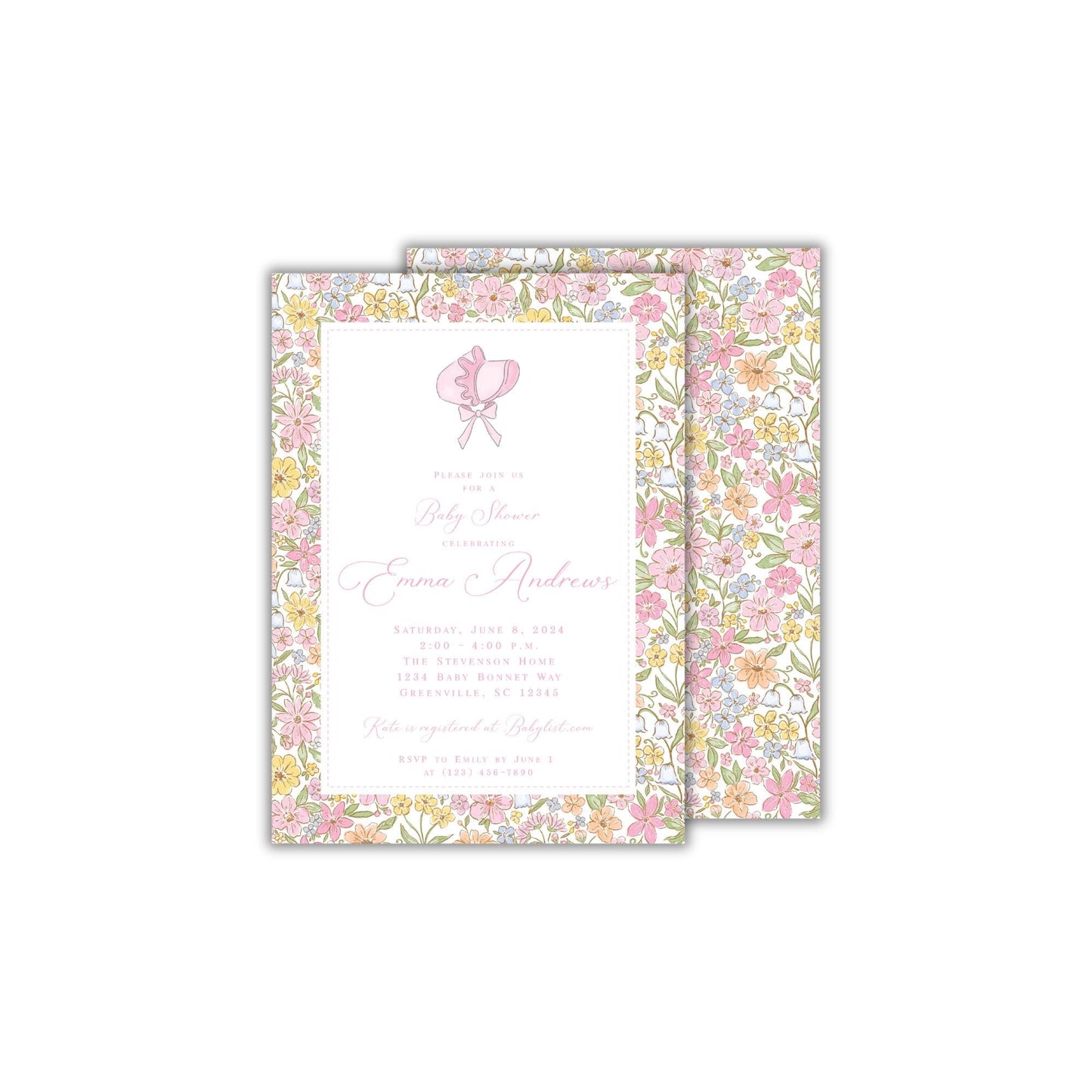 Baby Bonnet Baby Shower Invitation