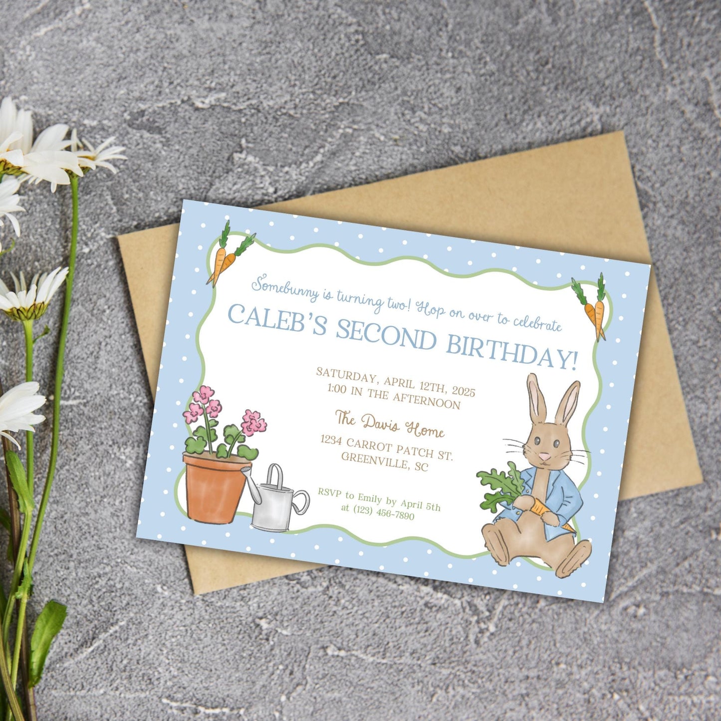 Bitty Dot Bunny Invitation