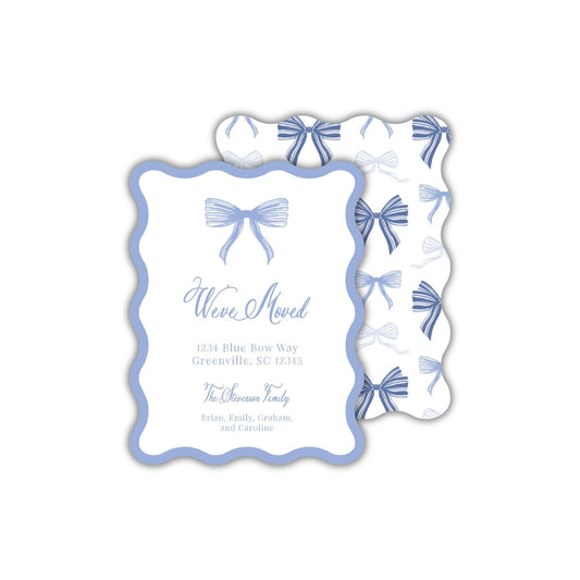 Wavy Bow Moving Announcements - Blue
