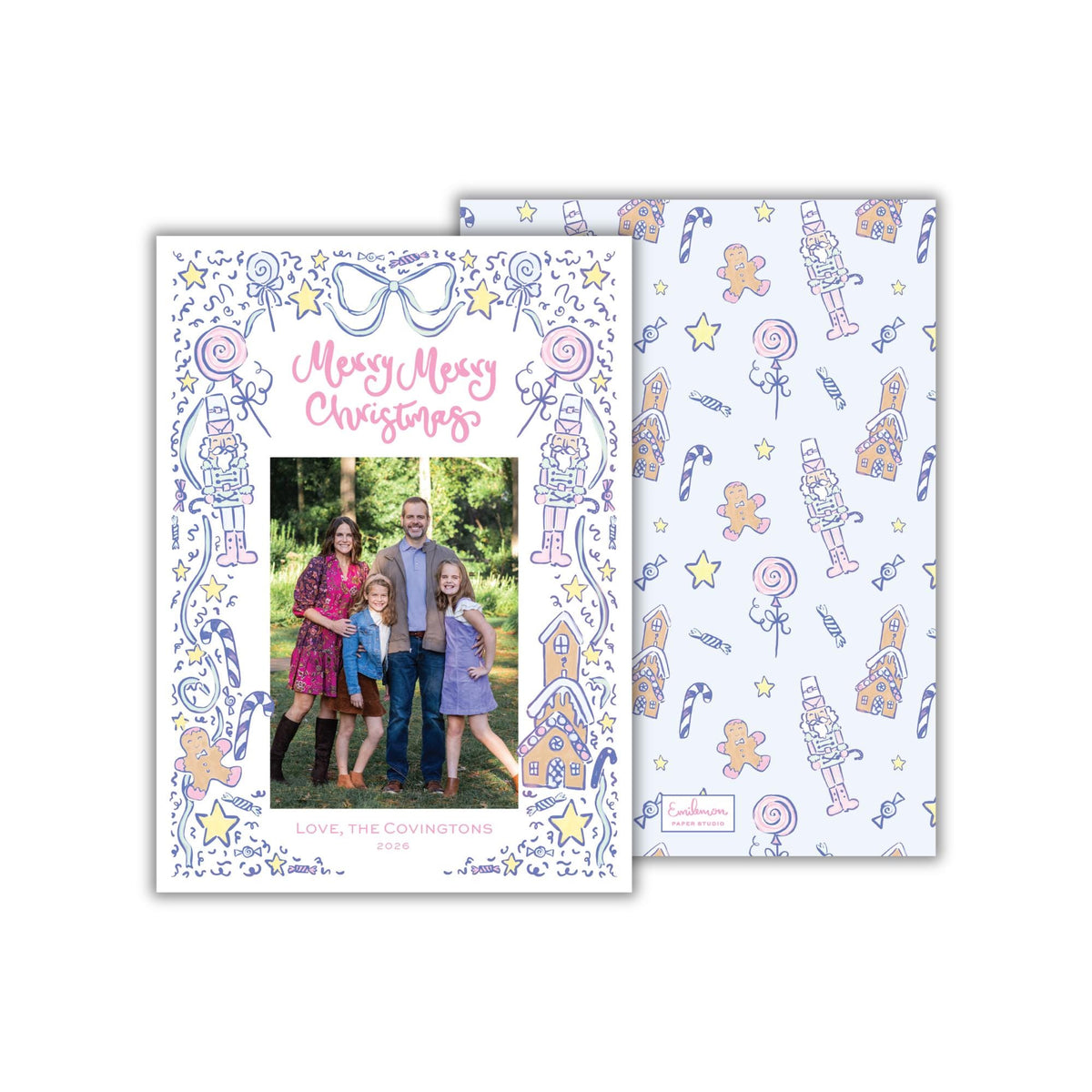 Candy Christmas Card - Blue/Pink