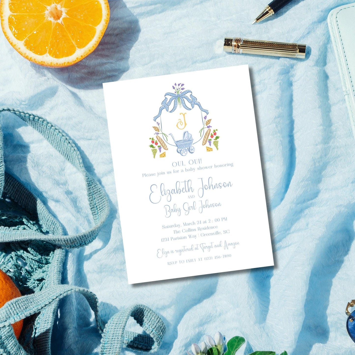 Paris Picnic Baby Shower Invitation