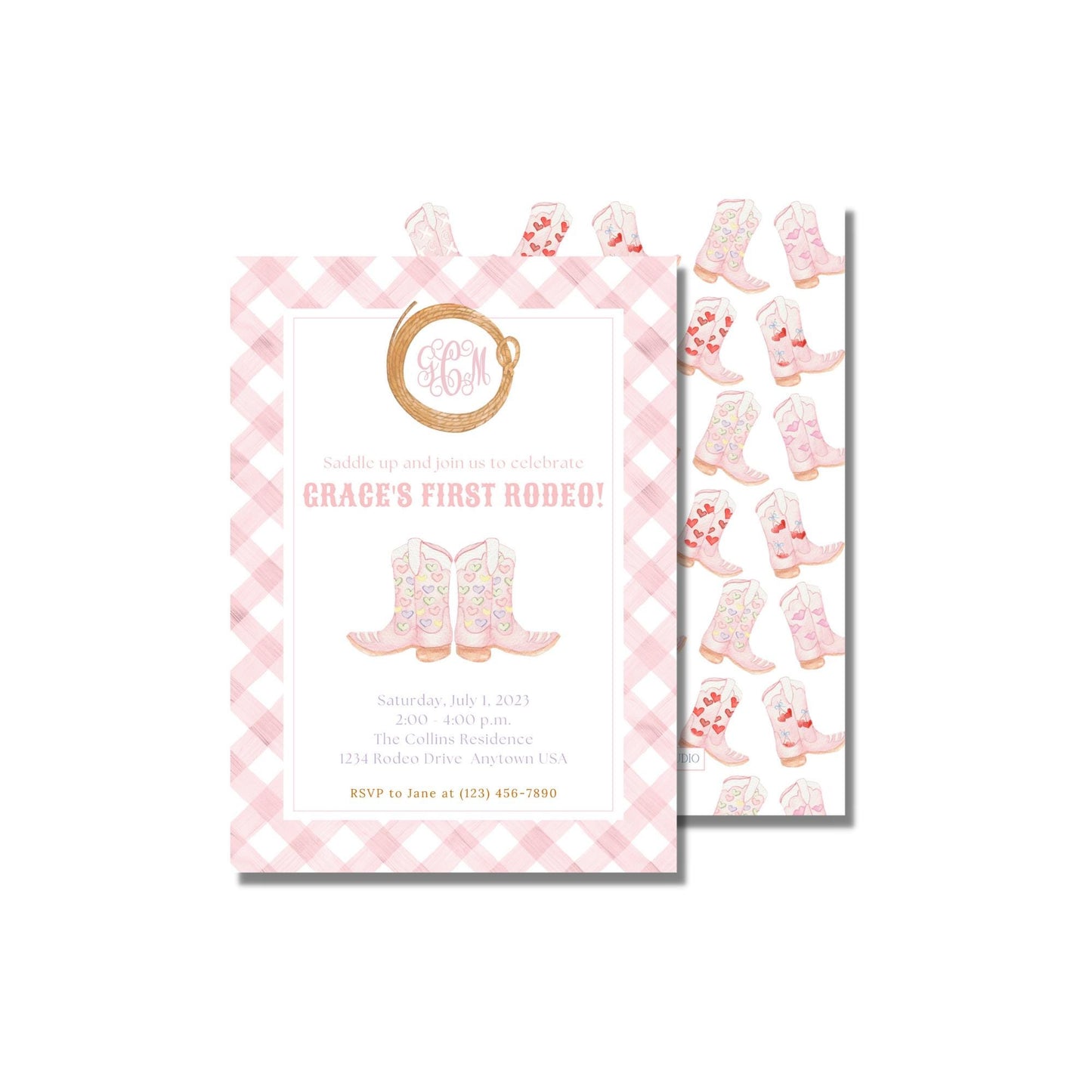 My First Rodeo Invitation - Pink