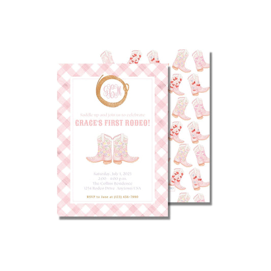 My First Rodeo Invitation - Pink