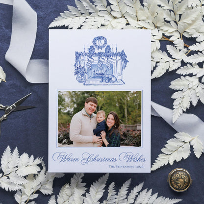 Winter Hearth Christmas Card - Blue