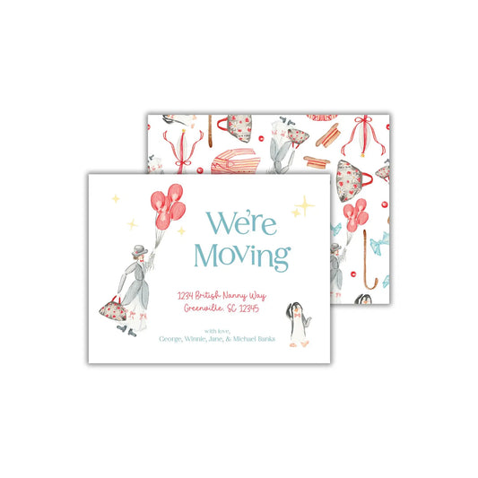 a card with a picture of a woman holding a balloon