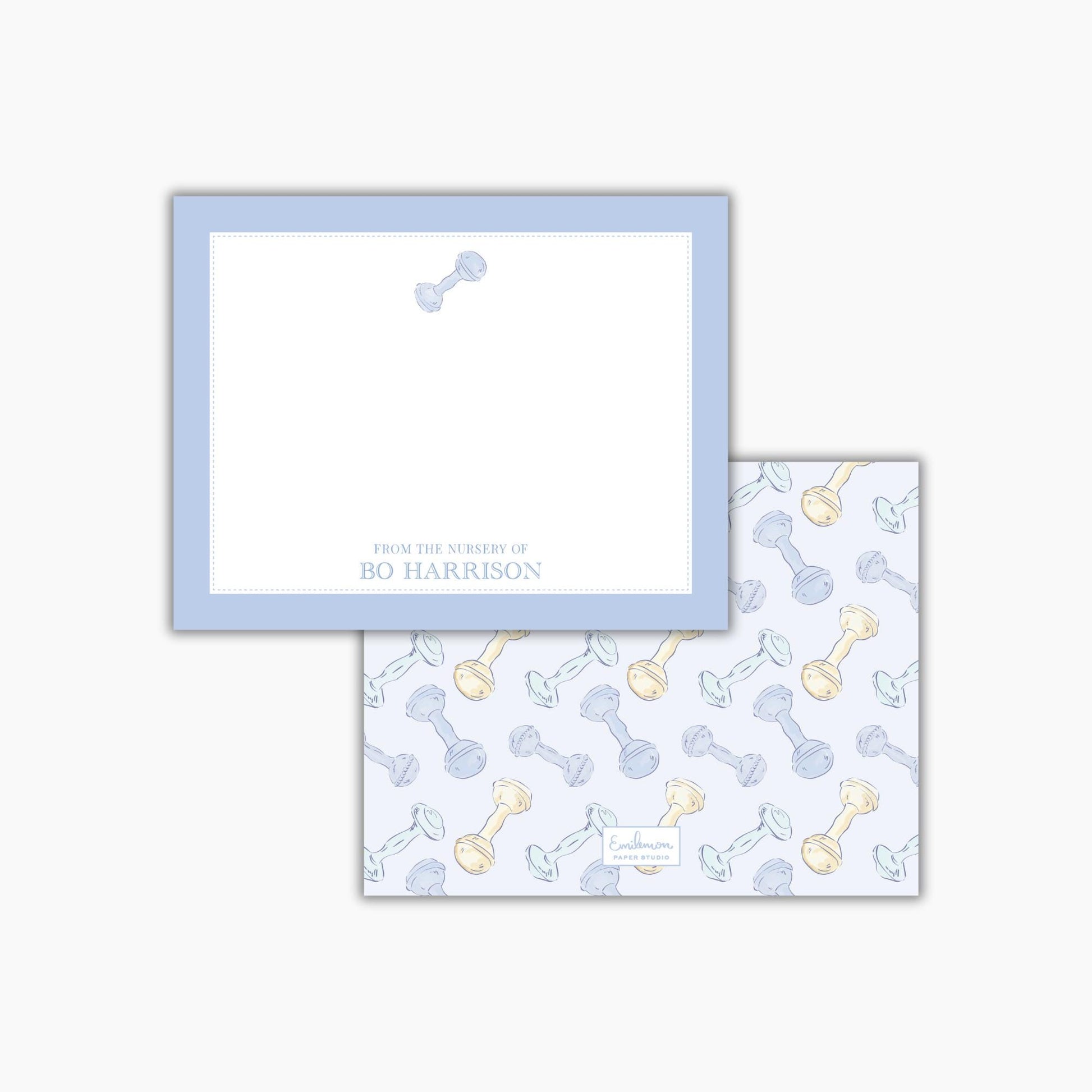 a blue and white design with a pattern of dumbbells and dumbbells, along with the text "From the Nurses of Bo Harrison".