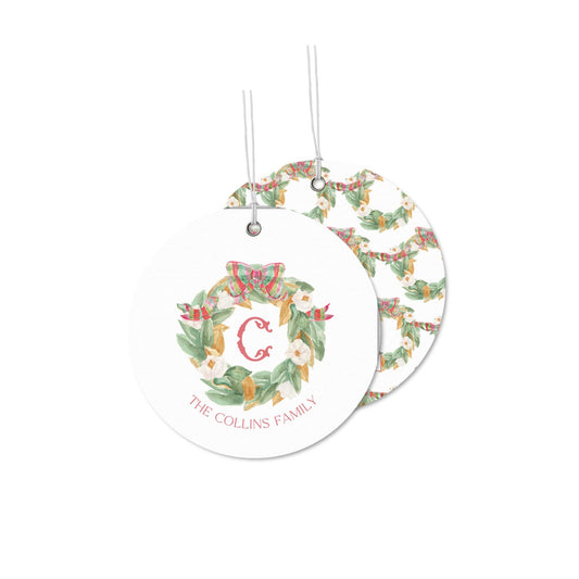 Magnolia Wreath Christmas Tags