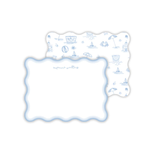 Wavy Beach Toile Notecards