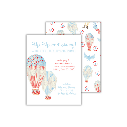 two cards with hot air balloons on them